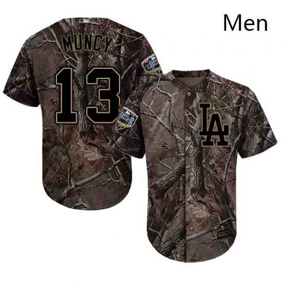 Mens Majestic Los Angeles Dodgers 13 Max Muncy Authentic Camo Realtree Collection Flex Base 2018 World Series Jersey